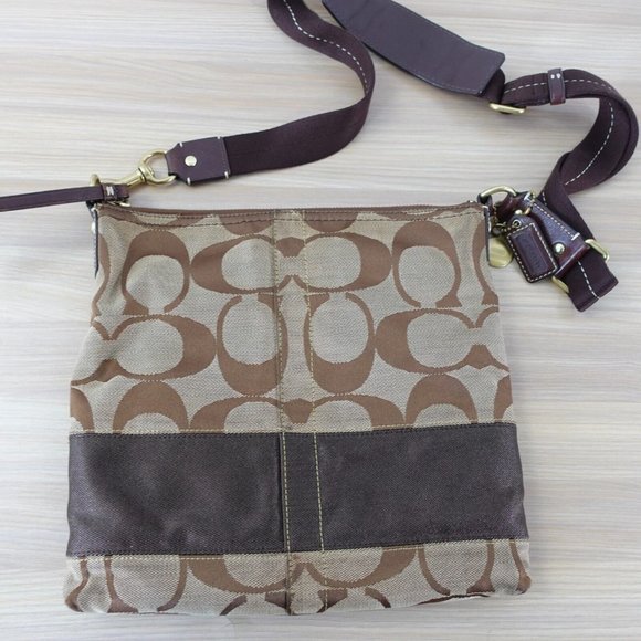 Coach Bag Womens Brown Crossbody Shoulder Purse Designer Monogram Logo Signature - Picture 16 of 16